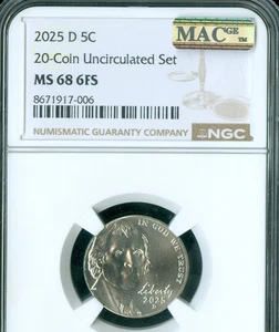 2025 D JEFFERSON NICKEL NGC MS68 FS MAC SPOTLESS RARE POP-14 . - Picture 1 of 2