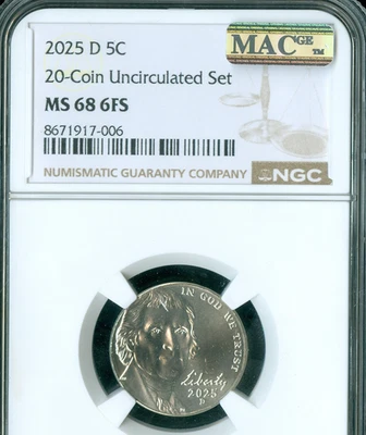 2025 D JEFFERSON NICKEL NGC MS68 FS MAC SPOTLESS RARE POP-14 . - Image 1 of 2