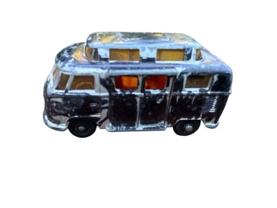 Cámper vintage Lesney Matchbox Volkswagen VW BUS No.34 plateado 1:64 techo alto Foto 1 de 4