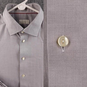 Eton Herringbone 17 Baumwolle modern grau Hemd Premium Knopfleiste Herren Büro - Bild 1 von 24