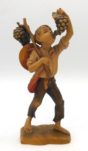 Vintage ANRI Wood Carving - Boy Eating Grapes figurine "Good Summer" by Bernardi - Picture 1 of 6