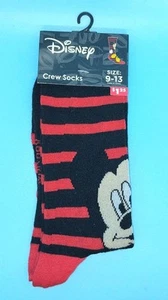 NWT! Disney Mickey On Stripes, Red And Black 1 Pair Size 9-13 - Picture 1 of 2