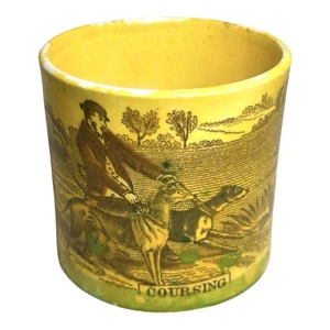 Antique Canary ware Yellow Story Telling Coursing Cup - Picture 1 of 13