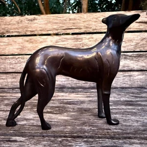 Vintage Bronze Sculpture Standing Greyhound Dog Whippet Statues Art Deco 5" Tall - Picture 1 of 9