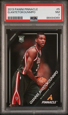 Panini Pinnacle Giannis Antetokounmpo 2013 radiocontrol novato #5 PSA 7 casi nuevo Bucks Foto 1 de 2