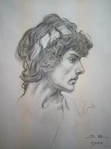 Studie eines Kopfes im Profil (Originalzeichnung) - Bild 1 von 3