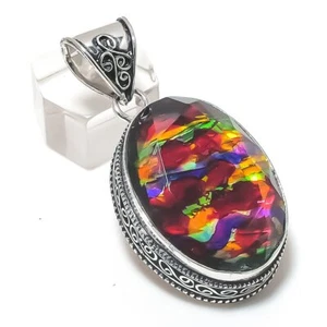 Natürlicher Ammolith Edelstein 925 Sterlingsilber Schmuck Anhänger 2,05" Liebe Geschenk H6 - Bild 1 von 7