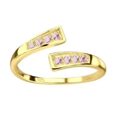 Zehenring Zehring rosa Zirkonia Kristalle 925 Silber vergoldet Zehenschmuck - Bild 1 von 2