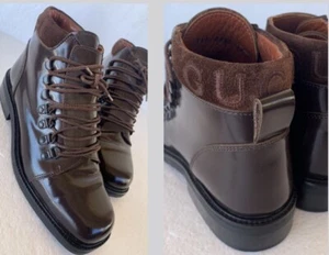 Gucci Leather Lace-Up Boots Size 37 - Picture 1 of 24
