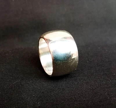Solid Dome Ring 14mm 925 Silver Mens Wide Band Ring Handmade Silver Plain Band - Image 1 of 4