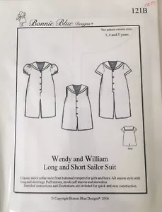 Traje de marinero largo y corto Bonnie Blue Designs #121B Wendy and William 3 - 5 años - Imagen 1 de 2