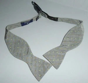 Stafford Gray & Gold Polka Dot Self Tie Adjustable Bow Tie Bowtie  NWT - Picture 1 of 6