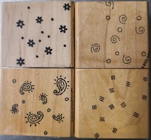 STAMPIN' UP!" Juego de 4 estampillas de goma montadas en madera FRESH RELLENERS" 2003 RETIRADAS - Imagen 1 de 3
