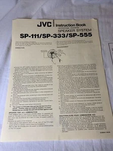 JVC SP-111SP / SP-333 / SP-555 Lautsprechersystem Anleitungsbuch Original - Bild 1 von 3