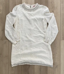 Juicy Couture Silk Ivory Embellished A Line Dress Size 12 - Picture 1 of 7