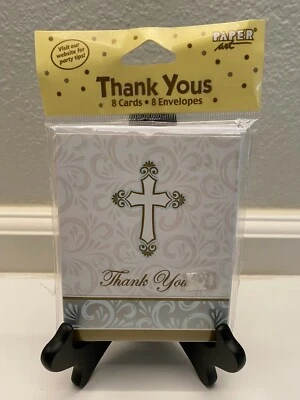 Divinity Tan/Silver/Gold Thank You Christening/Communion/Confirmation Cards 8ct. - Image 1 of 2