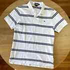Ralph Lauren Rugby Mens Striped White Black Embridered Polo Shirt Large