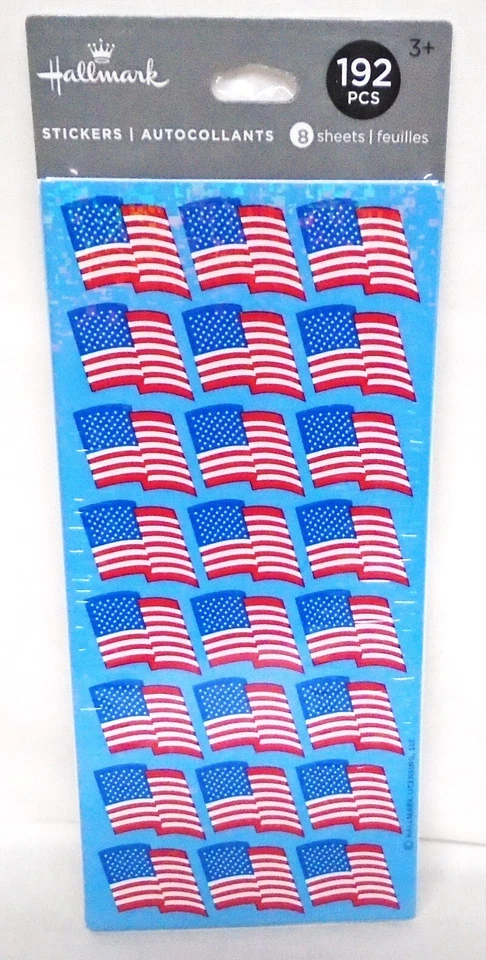 Adesivos holográficos Hallmark bandeiras americanas 8 folhas 192 peças frete grátis @ $15 - Imagem 1 de 1