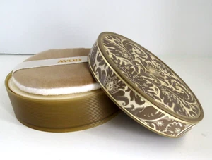 Avon BROCADE BEAUTY DUST powder & puff NOS 1967 NIB vintage sealed Hard Case - Picture 1 of 7