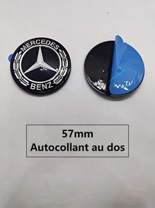 Logo Capot Plat Mercedes Noir 57mm Autocollant Emblème - Picture 1 of 4