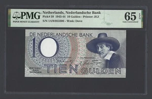 Netherlands 10 Gulden 28-1-1943 P59 Uncirculated Grade 65 - Picture 1 of 2