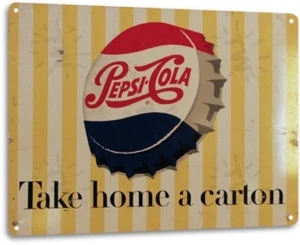 Pepsi Pop Cola Soda Logo Store Advertising Retro Bar Wall Decor Metal Tin Sign - Picture 1 of 4