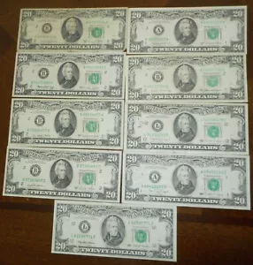 $20 Federal Reserve Note 1969-1993 SMALL HEAD Lot, Estate Sale, FREE SHIP - Picture 1 of 2