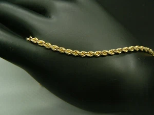 14k Yellow Gold 2.9 mm Rope 7" Bracelet 5.29 grams Barrel Safety Clasp - Picture 1 of 4