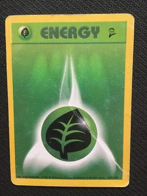 Pokémon Energy 127/130, Grass Energy, Base Set 2, Common, © 1999-2000 Wizards - Image 1 of 2