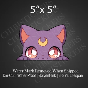 Artemisa Anime Púrpura Luna Gato Impermeable Kawaii Vinilo Adhesivo Calcomanía Coche Mirador - Imagen 1 de 2