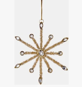 Christmas Ornament Snowflake Gold Beaded Glass Silver Tree Holiday Brand 5 inch - Picture 1 of 1