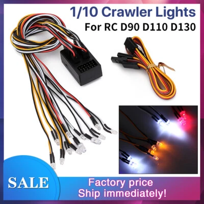 12LED Lampe Set Scheinwerfer Rücklicht für 1/10 RC Crawler D90 D110 D130 Auto - Bild 1 von 4