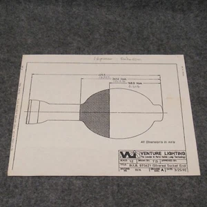 Light Bulb Blueprint Sheet Venture Lighting Regular Paper BT56Z1 Silvered Socket - Picture 1 of 2