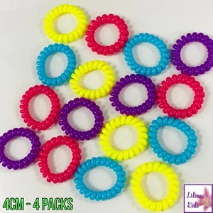 Neon Spiral Coil Hair Bands Bobbles Elastics Stretchy Bright Yellow Pink Blue - Picture 1 of 14