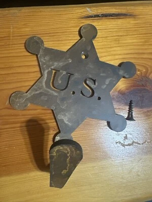 Vintage Rustic Western Wall Hook Star Shaped U.S. Clothes Hat Hanger Heavy Metal - Image 1 of 4