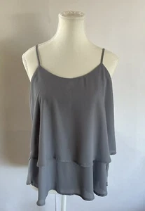 Francesca's (Alya) Women's Medium Solid Gray Overlay Cami Spaghetti Strap NWT - Picture 1 of 15