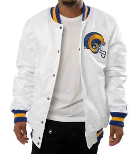 NFL Classic Los Angeles Rams white Satin Bomber Varsity Jacket for Men FREE SHIP - Picture 1 of 4