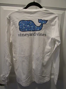 VINEYARD VINES BOYS GLOW IN THE DARK HOCKEY WHALE WHITE L/S TEE SIZE LARGE/ 16 - Picture 1 of 2