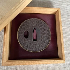 Iron tsuba with bellflower pattern Good Condition From Japan - Picture 1 of 6