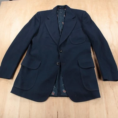 Chaqueta blazer larga de colección 1971 OLEG CASSINI tejida poliéster acanalado MEDIANA ALTA AÑOS 70 Foto 1 de 4