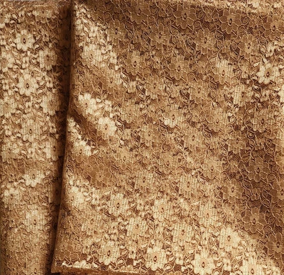 Gold Lace Fabric 1yd 33" X 44" & 1yd 13" X 44" Lot Of 2 - Image 1 of 3