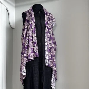 Damen XL-2XL Bobo vorne offen ärmellose Strickjacke Staubtuch lila Spitze 3585 SB - Bild 1 von 10