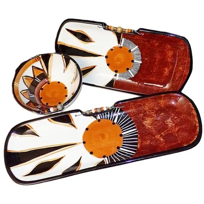 Cerámica sudafricana estudio cerámica pintada a mano plato cuenco plato limpopo Foto 1 de 3