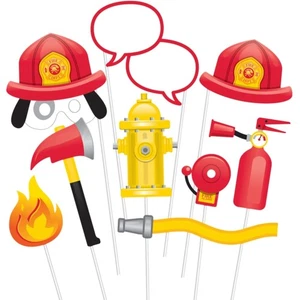 Flaming Fire Truck Photo Props 10pcs - Picture 1 of 3