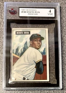1951 Bowman Monte Irvin ROOKIE CARD #198 New York Giants Vintage Classificato KSA 4 - Foto 1 di 3