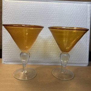 Atlant Iris Bernstein Weingläser William Roberts 7" Stiel Wasserkelche 2er Set - Bild 1 von 6