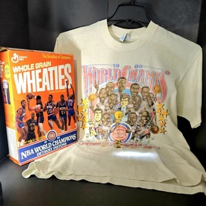 Camiseta 1989 Detroit Pistons Bad Boys Plus 1989 Wheaties caja de cereales campeones de la NBA - Imagen 1 de 18