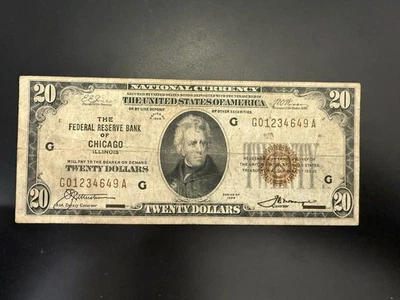 Series 1929 Federal Reserve Bank of Chicago $20 Dollar Bill - Image 1 of 2
