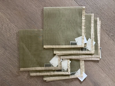 Set Of 6 Green Silk & Metallic  Napkins 20 x 20  Inches New With Tags - Image 1 of 4