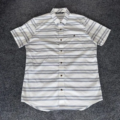 Travis Mathew Shirt Mens Medium Striped Golf Short Sleeve Button Up Casual Top - Image 1 of 4